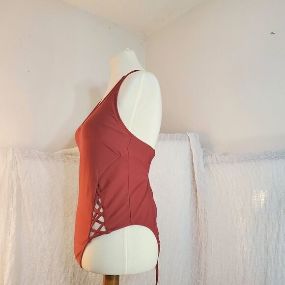 Xhilaration Orange Cut Out One Piece Swimsuit Size Large - Picture 4 of 11